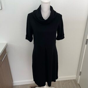 Merona 100% Wool Black Cowl Neck Sweater Dress, L